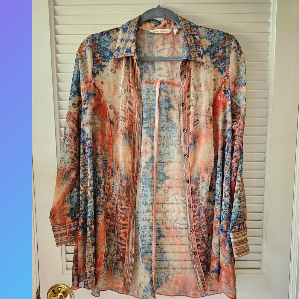 Soft Surroundings Abstract Print Blouse